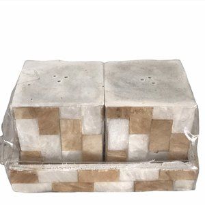 NWT - INDIGENOUS - Vintage Mother of Pearl Salt & Pepper Shakers with a Tray